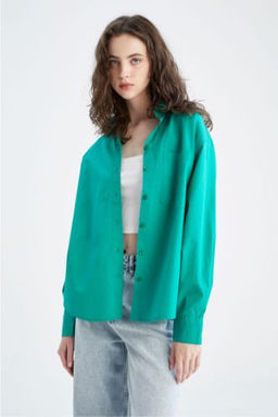 Oversize Fit Poplin Uzun Kollu %100 Pamuk Gomlek
