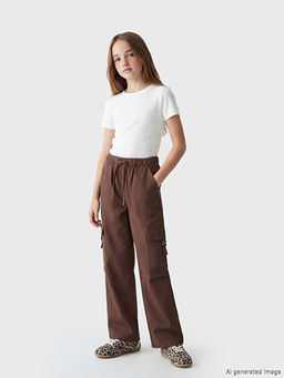 Брюки Loose Fit для девочек из габардина карго