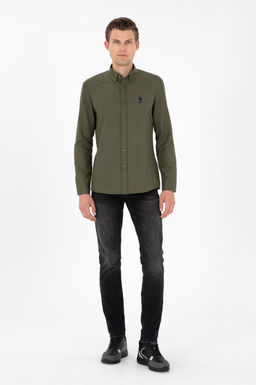 Мужская базовая рубашка цвета хаки с длинным рукавом Неожиданная скидка в корзине - U.s. polo assn фото 4