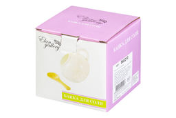 Банка д/соли 180 мл 10*10*10,5 см "Птички на ветке" с деревянной ложкой