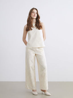 Beli Lastikli Kendinden Desenli Kad?n Pantolon