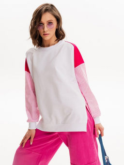 Свитшот с хлопковыми рукавами в полоску 90.2.1 - Sahar art lab фото 6