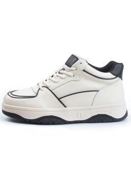 05-P90-1Z LT. BEIGE/BLACK Кроссовки женские зимние (натуральная и искусственная кожа, шерсть)