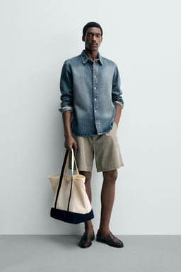 SOBRECAMISA DENIM ALGOD?N - LYOCELL / Azul medio
