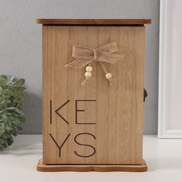 Ключница настенная «KEYS с бантом», дерево, 3×19×25.6 см