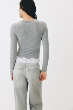 Top de punto con ribete de encaje - H&m фото 4