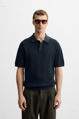 VERTICAL TEXTURED KNIT POLO SHIRT - Zara фото 2