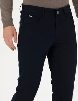 Lacivert Slim Fit Kanvas Pantolon