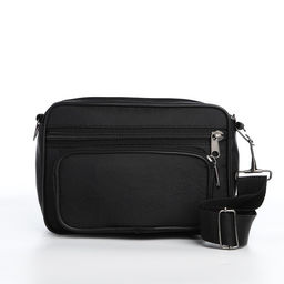 Сумка мужская через плечо, Sacvoyage на молнии, 3 наружных кармана, 20×8×13 см, чёрная
