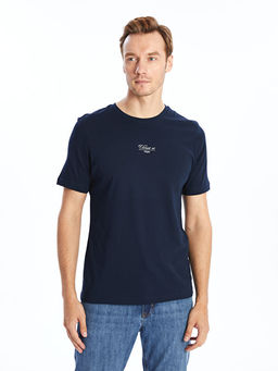 Bisiklet Yaka K?sa Kollu Bask?l? Penye Erkek Ti??rt