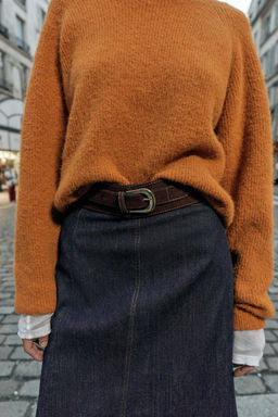 Z1975 MIDI DENIM WRAP SKIRT WITH BELT - Zara фото 9