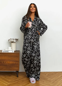 K13238 Домашний костюм (рубашка и брюки) ЧЕРНЫЙ