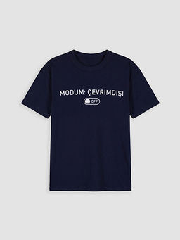 Bisiklet Yaka Slogan Bask?l? Erkek ?ocuk Ti??rt