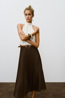 PLEATED COMBINED MIDI DRESS - Zara фото 4