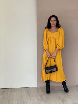 Платье-миди с пышными рукавами в цвете манго - Martichelli фото 20