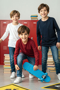 Lacivert-Bordo-Ekru 3lu Unisex Cocuk 100% Pamuk Duz Regular Orme T-Shirt TKDAW26TS00004 - Trendyolmilla фото 7