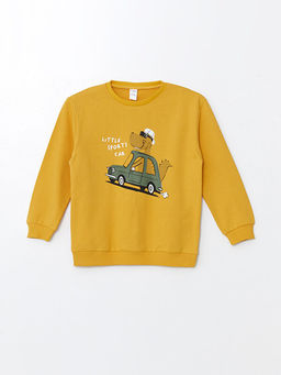 Bisiklet Yaka Uzun Kollu Bask?l? Erkek Bebek Sweatshirt ve E?ofman Alt 2li Tak?m