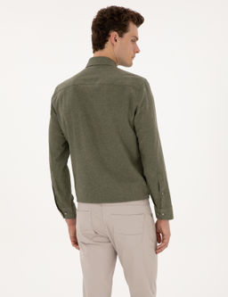 Haki Flanel Dokulu Slim Fit Uzun Kollu G_mlek - Pierre cardin фото 5
