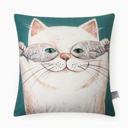 Подушка Этель Счастливый котик 40х40 см, велюр, 100% п/э