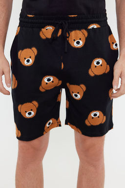 TRENDYOL MAN Siyah Couple/Cift/Family Regular Ay?c?k Desenli %100 Pamuklu Sortlu Pijama Tak?m? TMNSS24PT00049 - Trendyolmilla фото 6