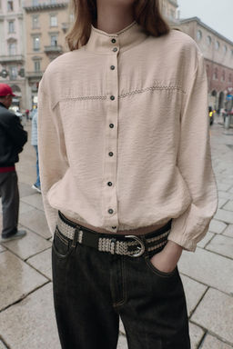 CONTRASTING SEAM BALLOON TOP - Zara фото 2