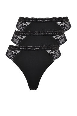 TRENDYOLMILLA Siyah 3lu Paket Micro Dantelli Tanga Orme Kulot THMSS24KU00013  фото 7