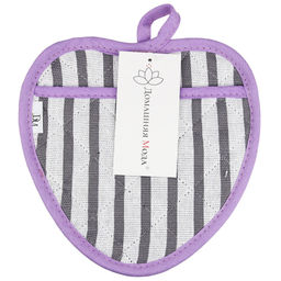 Прихватка с запахом 20х20см Лайн-3, форма Клубника, рогожка 171г/м2, хлопок 100%, наполнитель - ватин 280г/м2, на пластмассовом подвесе, Домашняя мода (Россия)