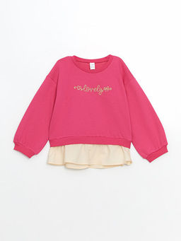 Bisiklet Yaka Nak??l? K?z ?ocuk Sweatshirt