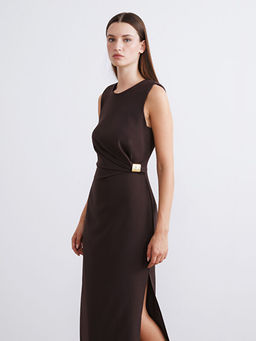 Bisiklet Yaka B?zg?l? Belden Oturtmal? Elbise