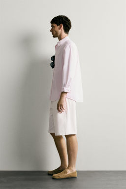 CAMISA REGULAR FIT ESTRUCTURA OXFORD / Rosa / Blanco - Zara фото 4