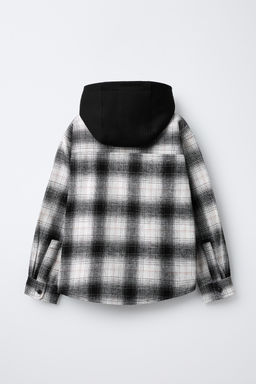 CHECK OVERSHIRT WITH DETACHABLE FAUX FUR HOOD - Zara фото 3