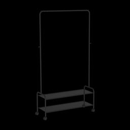 Вешалка гардеробная "Валенсия 32М" с двумя полками, на колёсах (VALENCIA 32M clothes rack) Черный