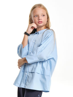 Рубашка для девочки подросткам школьная форма UD 7948 голубой - Mini maxi фото 2