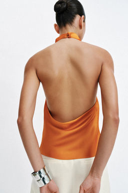 TOP HALTER SATINADO / Naranja