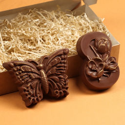 Шоколадные фигурки, 2 в 1 Бабочка + 8 марта. Три тюльпана, 160 г