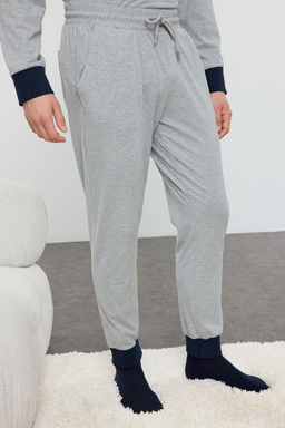 TRENDYOL MAN Erkek Gri Regular Fit Kontrast Ribanal? Orme Pijama Tak?m? TMNAW25PT00010 - Trendyolmilla фото 5