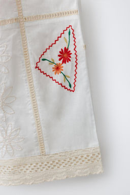 PANTAL?N RECTOS BORDADOS PATCHWORK / Crudo - Zara фото 4
