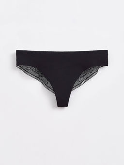 CONTE Трусы бразилиана из хлопка с кружевом LIGHT DAY LBR 1273 black