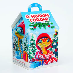 Цена за 5 шт. Подарочная коробка Новогодняя Домик новый, с анимацией 12?12?19 см - Simaland фото 2