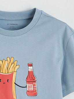 Bisiklet Yaka Bask?l? Erkek ?ocuk Ti??rt