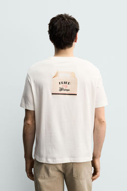 CAMISETA REGULAR FIT BORDADO COMBINADO / Blanco roto