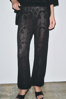 FLORAL STRUCTURE KNIT TROUSERS - Zara фото 4