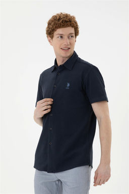 Мужская темно-синяя рубашка с коротким рукавом - U.s. polo assn фото 3