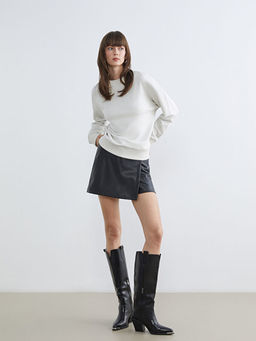 Bisiklet Yaka Ta?l? Oversize Kad?n Sweatshirt