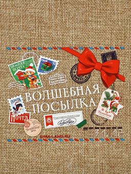 Цена за 5 шт. Мешок с термонаклейкой Новогодняя посылка, 16?24 см