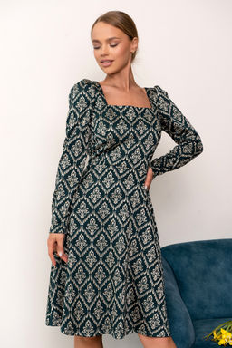 Платье Open Style 5241 изумрудный/серый