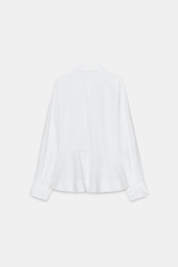 CAMISA POPEL?N PEPLUM / Blanco - Zara фото 9