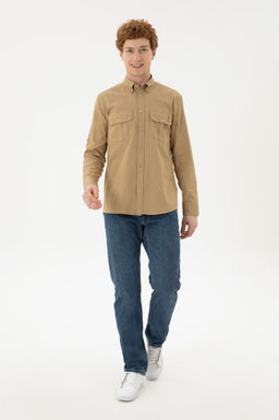 Мужская рубашка цвета хаки с длинным рукавом - U.s. polo assn фото 11
