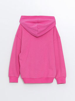 Kap??onlu Bask?l? Uzun Kollu K?z ?ocuk Sweatshirt