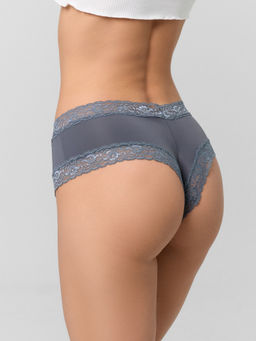 Цена за 2 штуки! Трусы бразилиана женские серые с кружевом - Mark formelle фото 4